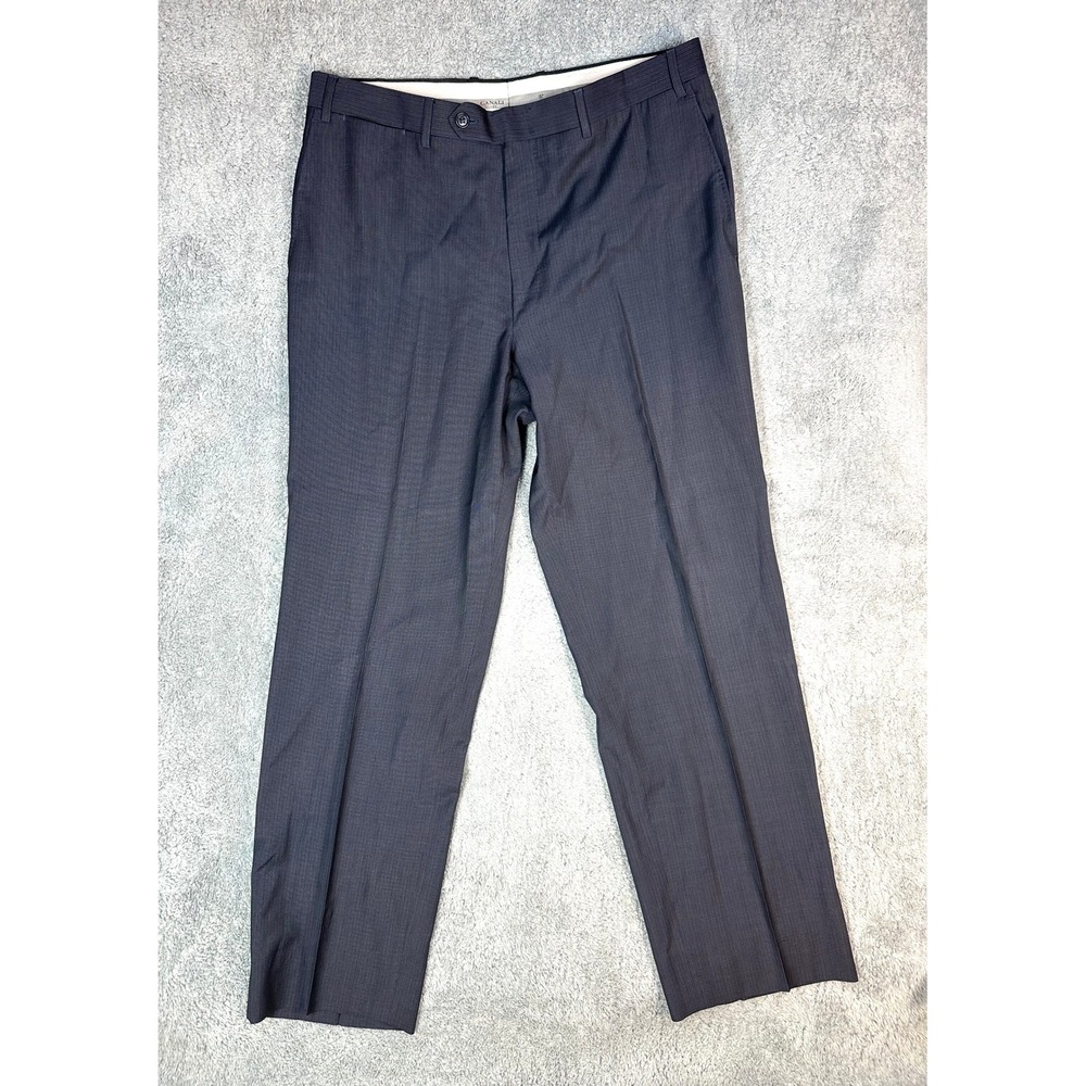 Canali Men Wool Pants Trouser 34 Blue Navy Pinstripe 13290/37 MSRP $448